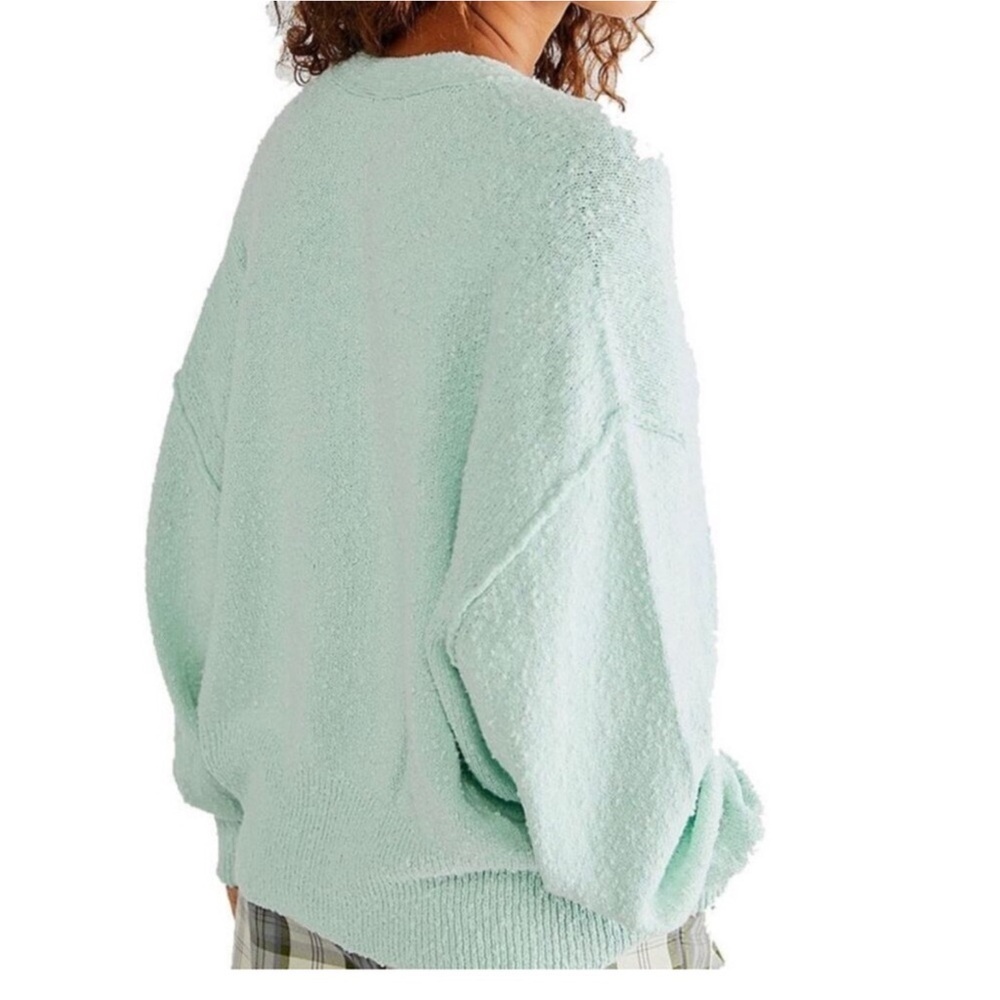 Free People Found My Friend Cardigan Ocean Lilly Cotton Blend women’s Medium - Picture 2 of 8
